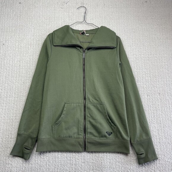 Roxy Y2K Full Zip Sweatshirt Sweater Size M Forest Green Surf Coconut Girl Skate - Picture 1 of 16